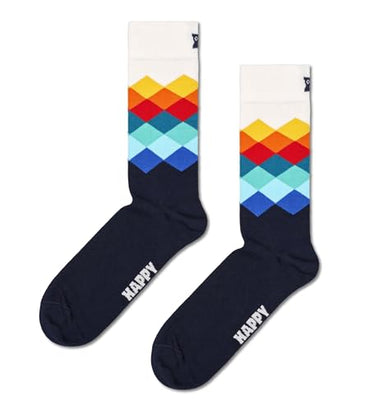 Happy Socks Unisex Faded Diamond, Blau, Weiß, Rot, Gelb, Orange, Blau, 41-46 EU im Sale